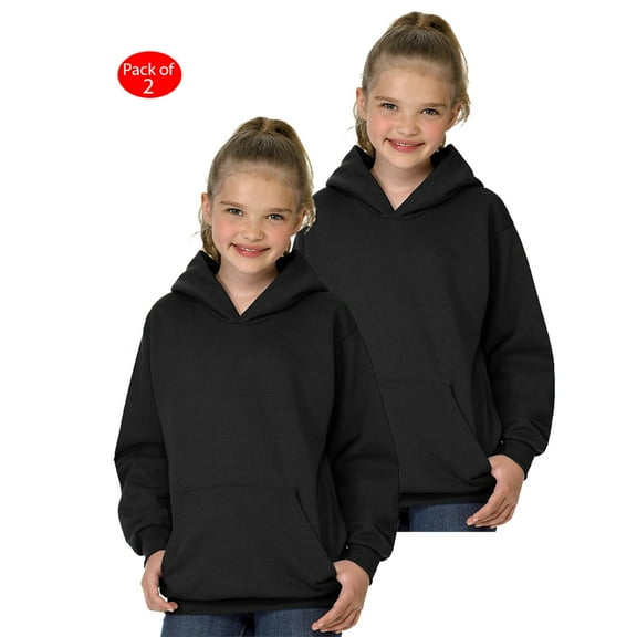 Hanes Youth ComfortBlend; Eco Smart; Pullover Hoodie, Color: Black, Size: XS --- PACK OF 2 (Boys - Original Company Packing)