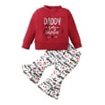 thumbnail image 2 of Baby Girl Valentine's Outfits Round Neck Long Sleeve Letter Print Tops + Elastic Waist Heart Flare Pants Infant Toddler Set, 2 of 10