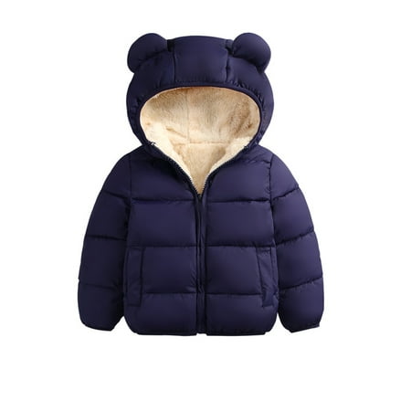 

Lazybaby Newborn Toddler Baby Boys Girls Puffer Jacket Winter Warm Cotton Padded Jacket Bear Ears Hooded Coat