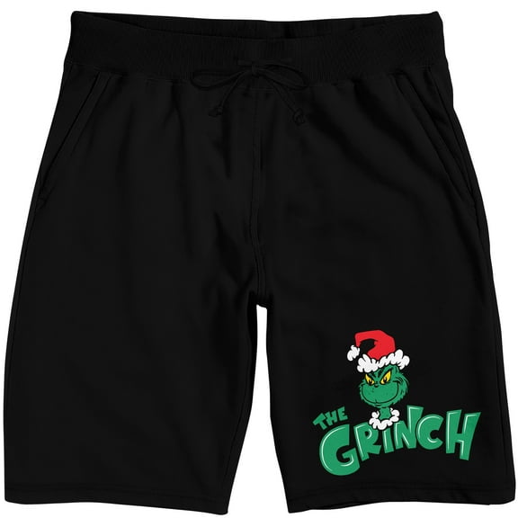 The Grinch Character Face Adult Black Sleep Pajama Shorts-Large