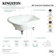 thumbnail image 4 of Aqua Eden VCT3D483018NT2 48" Cast Iron Classic Flat-Rim Roll Top Clawfoot Tub (3-3/8" Wall Drillings), White/Polished Brass, 4 of 4