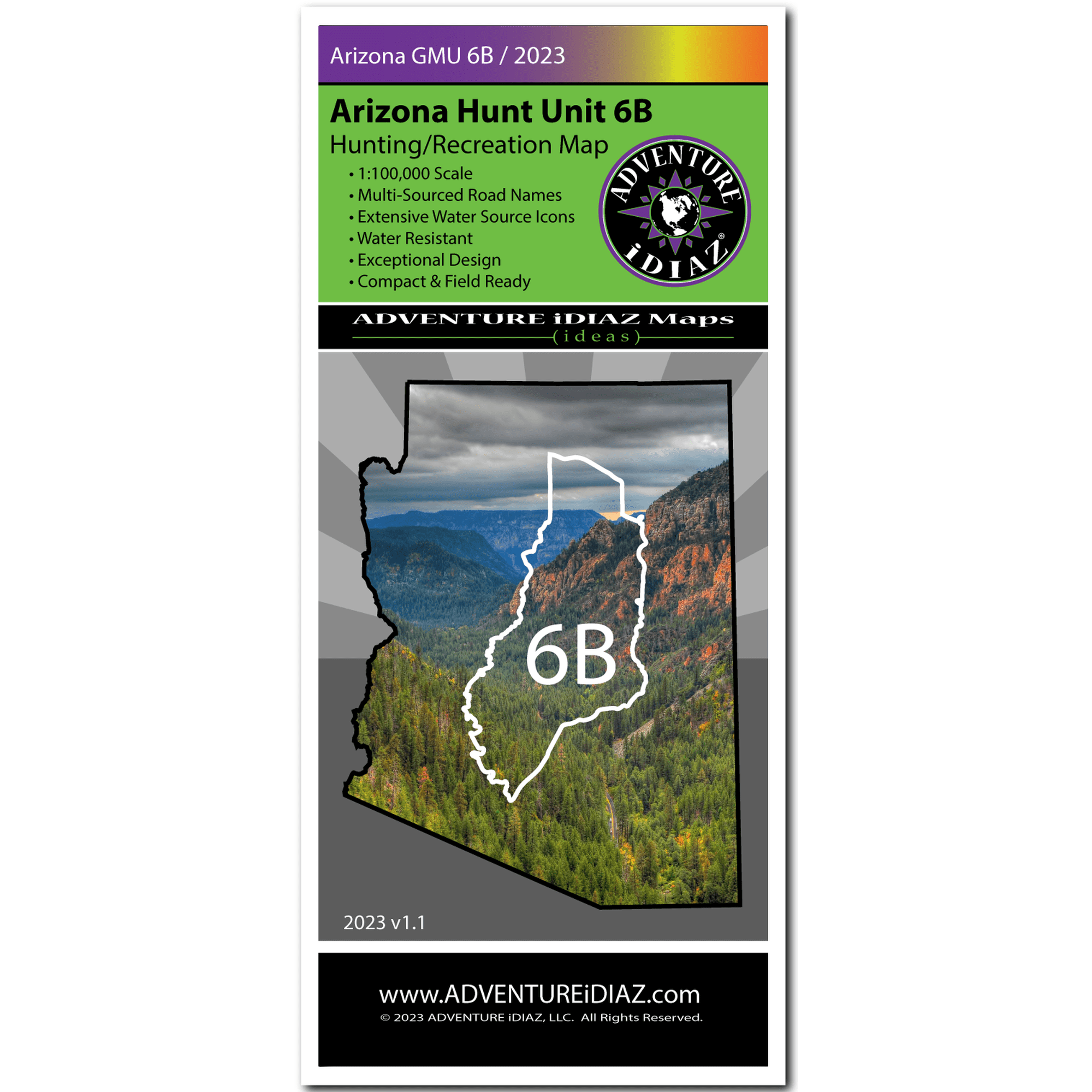 ADVENTURE iDIAZ - Arizona Hunt Unit 6B Map - Hiking Hunting Recreation Map