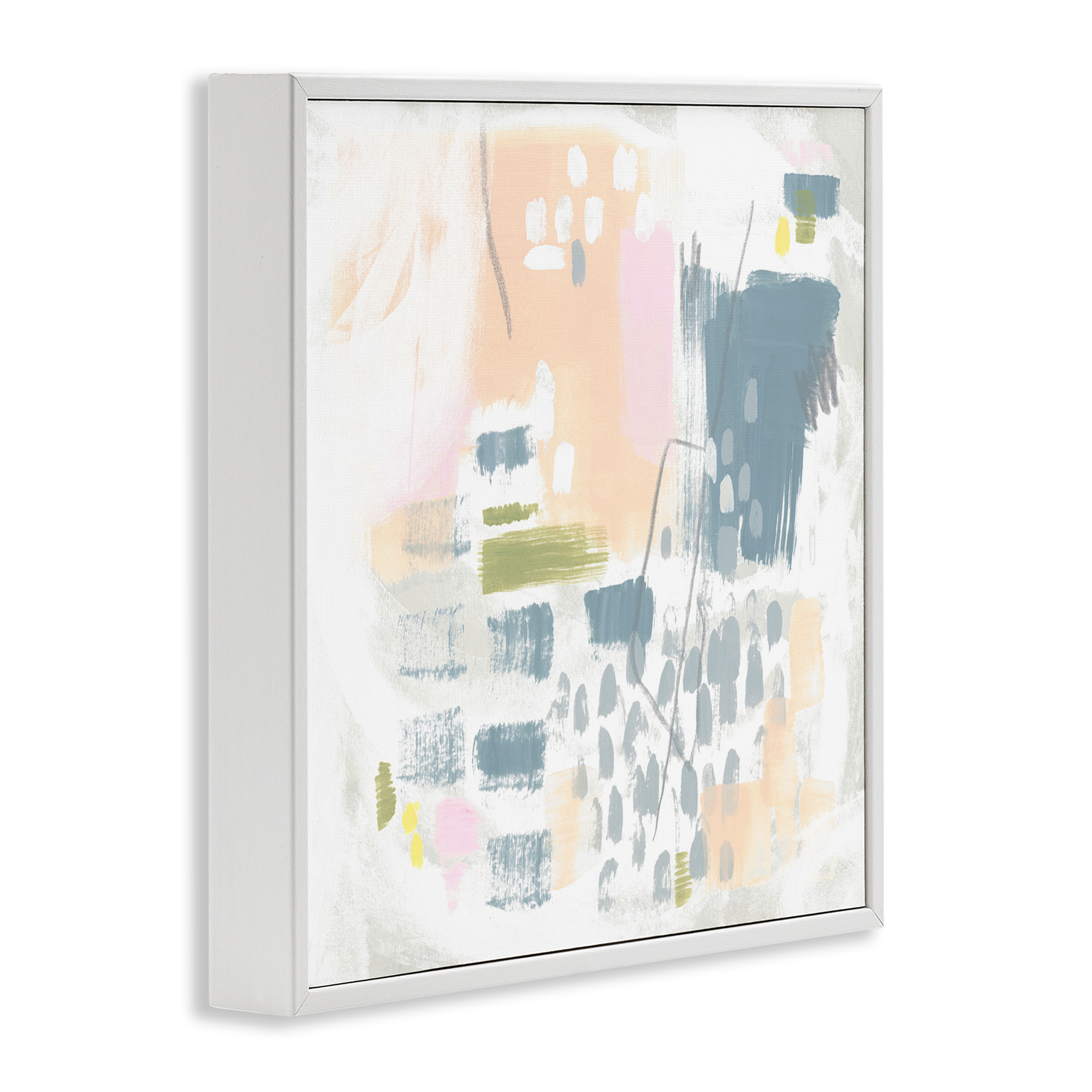 Stupell Industries Organic Soft Patterns Abstract Painting White Framed Art Print Wall Art, 12 x 12