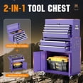 thumbnail image 5 of Crownland 8-Drawer Rolling Tool Chest with Wheels, Lockable 2 in 1 Detachable Tool Cabinet wit Drawers and Side Hooks, Garage Top Toolbox & Bottom Storage Cart(Purple), 5 of 17