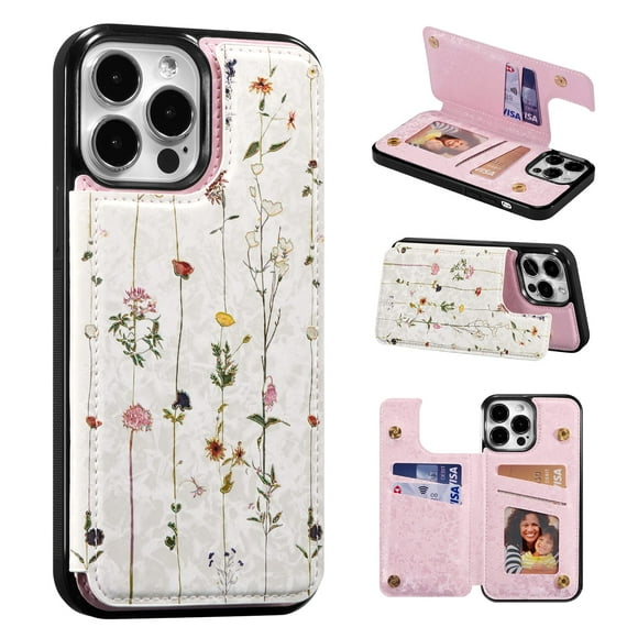 Funda tipo cartera UEEBAI para iPhone 13 Pro de piel sintética con bloqueo RFID