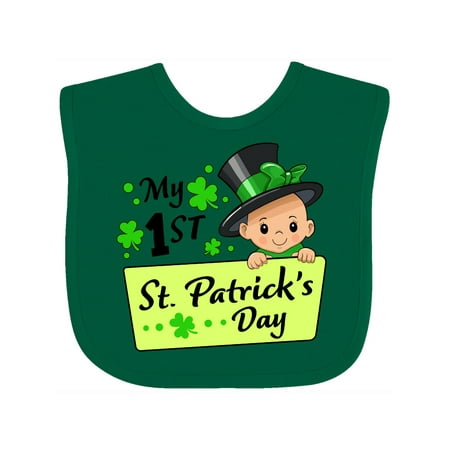 

Inktastic My 1st St. Patrick s Day- Baby in Top Hat and Bow Boys or Girls Baby Bib