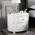 thumbnail image 2 of Allora 2 Drawer Faux Leather Tufted Nightstand in White, 2 of 6