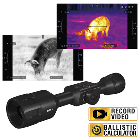 Refurbished ATN ThOR 4 2-8x, 384x288, Thermal Rifle Scope w/Ultra Sensitive Next Gen Sensor, WiFi, Image Stabilization, Range Finder, Ballistic Calculator and IOS and Android (Best Thermal Scope 2019)