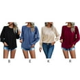 thumbnail image 3 of Valcatch Long Sleeve Shirts Pleated Crew Neck Tunic Tops Tunic Spring for Woman, 3 of 4
