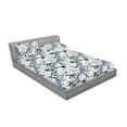thumbnail image 2 of Jungle Boho Fitted Sheet & Pillow Sham Set, Monochrome Tropical Flowers with Outlines Pattern on Spotted Back, Decorative Printed 3 Piece Bedding Decor, Full, White Charcoal Grey Grey, by Ambesonne, 2 of 2