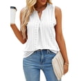 thumbnail image 2 of Lucakuins, camisetas sin mangas sueltas de verano para mujer, ojales de Color sólido ahuecados, chaleco sin mangas con cuello en V, camisola para discoteca Lucakuins  moda, 2 of 7