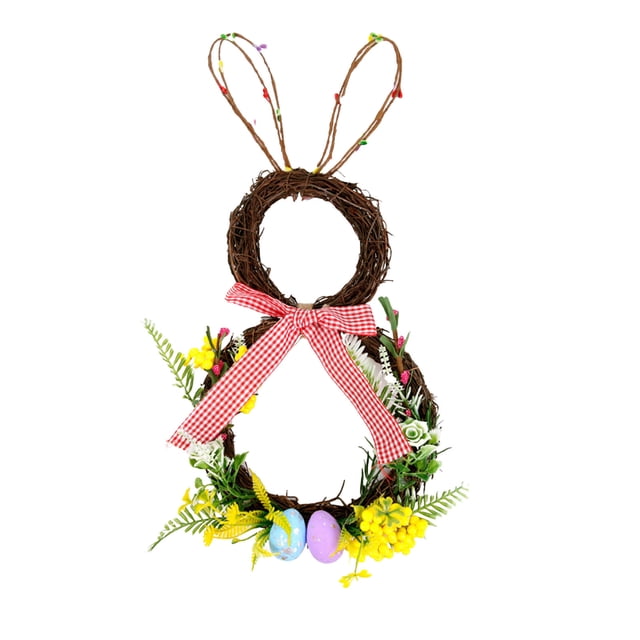 Easter Wreath For Front Door 18.9 in Bunny Shaped Plastic Spring Decoration With Multicolor Design