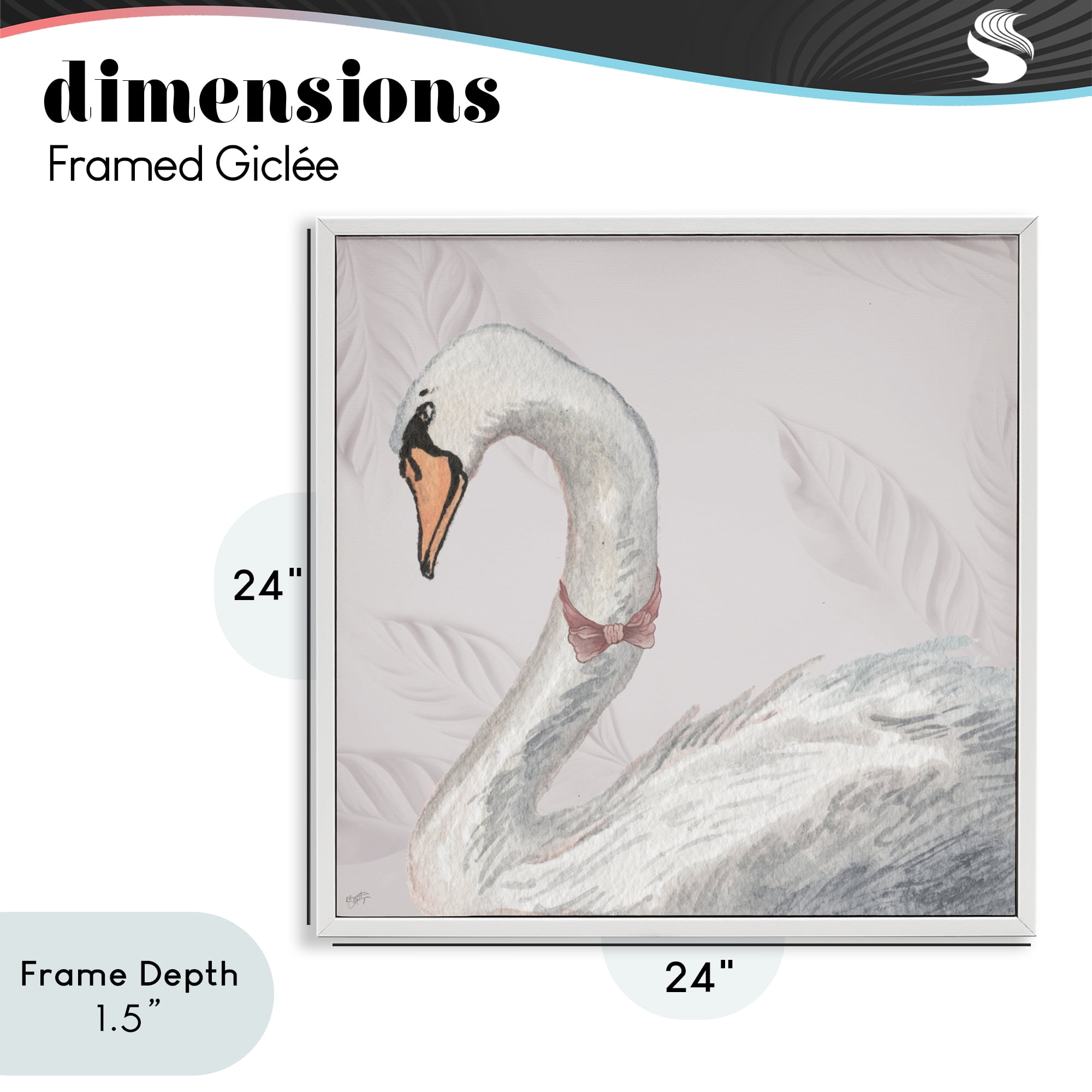 Stupell Industries Soft Classic Swan & Bow White Framed Giclee Art, design by Elizabeth Medley
