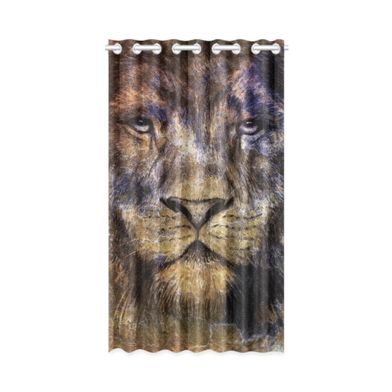 MKHERT Vintage Lion Animal Window Curtain Living Room,Bedroom Window Drapes 52x84 inch