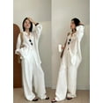 thumbnail image 3 of Slack Linen Wide-leg Pants Summer Loose Versatile Drawstring Straight White Casual Trousers Korean Fashion, 3 of 5