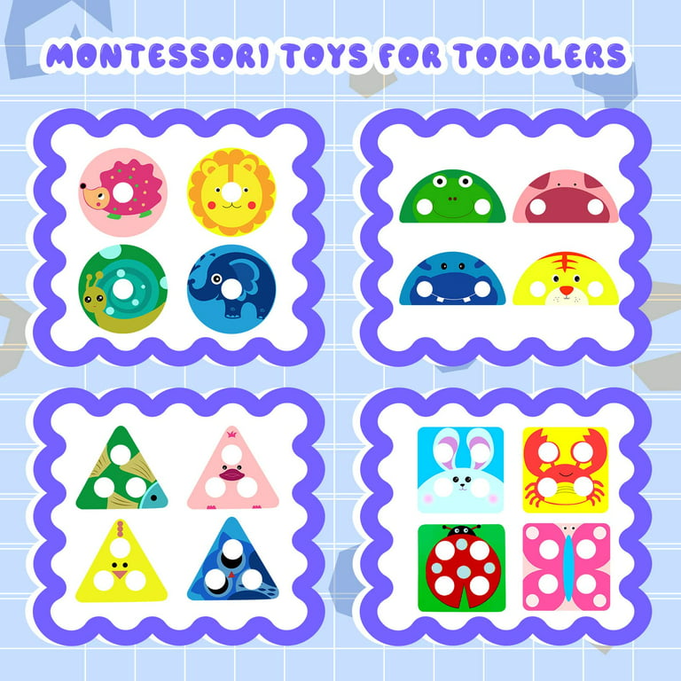  Montessori Toy Wooden Shape Peg Puzzle,12-18-24 Months