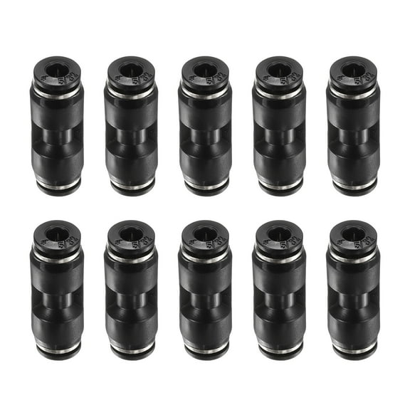 10pcs 5/32" x 5/32" Pneumatic Push to Connect Fittings Straight Union, Black