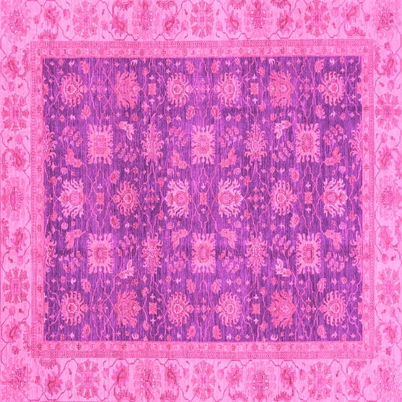 Ahgly Company Indoor Square Oriental Pink Traditional Area Rugs, 4' Square