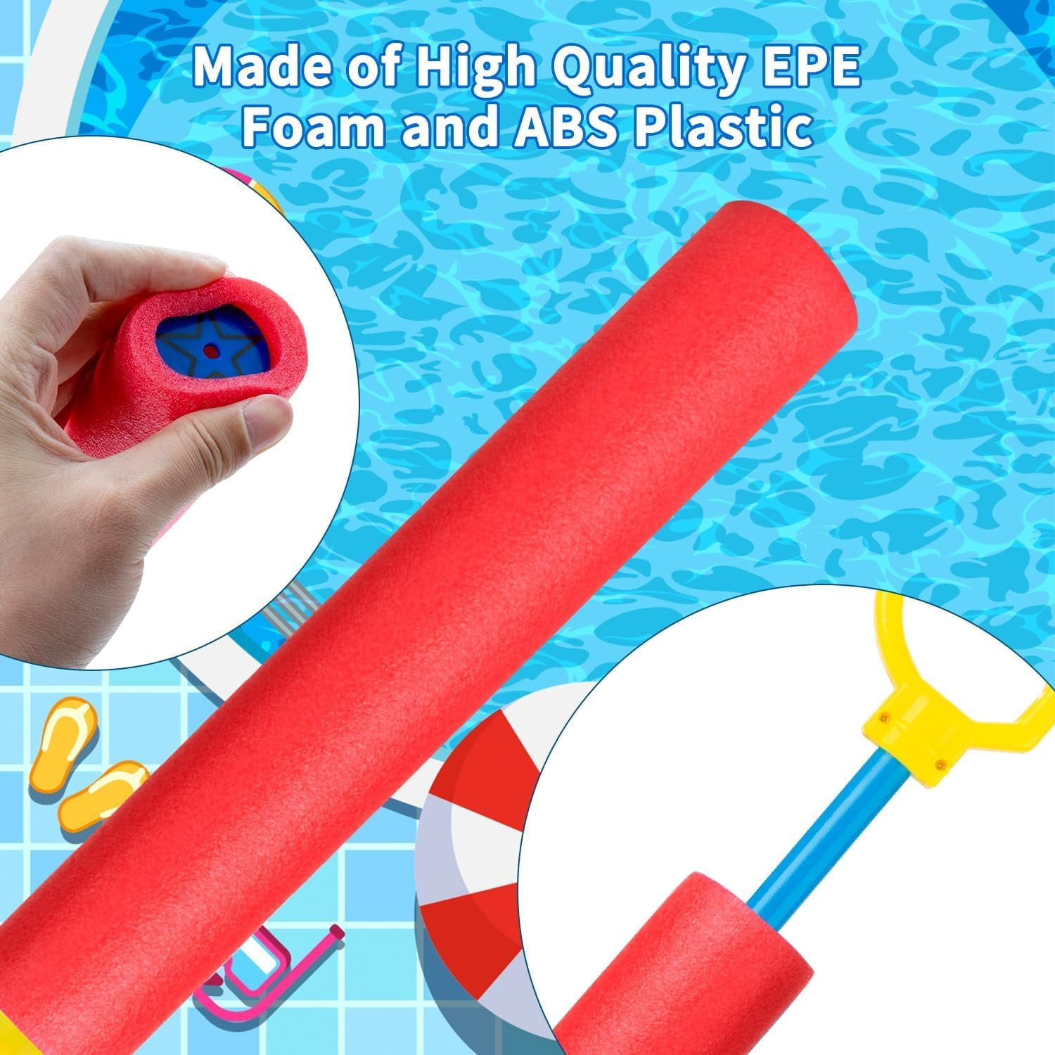 6 Pack Foam Water Blaster Squirt Guns Outdoor Summer Play