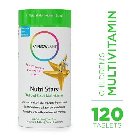 Rainbow Light - Nutristars Chewable Multivitamin - Kid's Food-based Vitamins, Minerals, Nutrients, and Superfood; Supports Nutrition, Digestion, Skin, Eye, and Immune Health in Children - 120