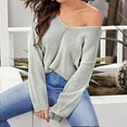 thumbnail image 2 of Aoochasliy Womens Sweaters Clothes Pullover Elastic Solid Color Strap V-neck Tops, 2 of 8