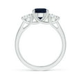thumbnail image 2 of ANGARA Natural 1.6 Ct Round Sapphire and Diamond Three Stone Ring in 14K White Gold for Women (Size-7mm) | September Birthstone, Anniversary, Jewelry Gift for Women | Natural Blue Sapphire Ring, 2 of 9