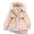 thumbnail image 4 of Chaqueta de algodón desplumada, ropa de trabajo que se ajusta a la cintura, chaqueta de algodón de plumón, chaqueta de algodón gruesa y cálida para talla pequeña, 4 of 6