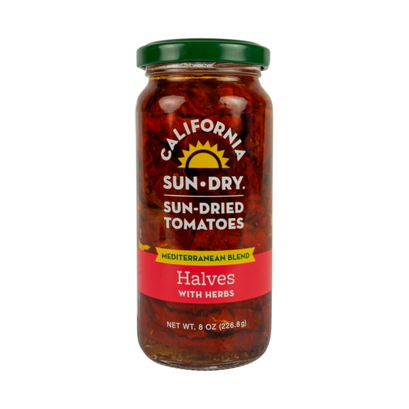 California Sun Dry, Sun-Dried Tomatoes in Oil with Herbs, Halves, 8 oz Jar