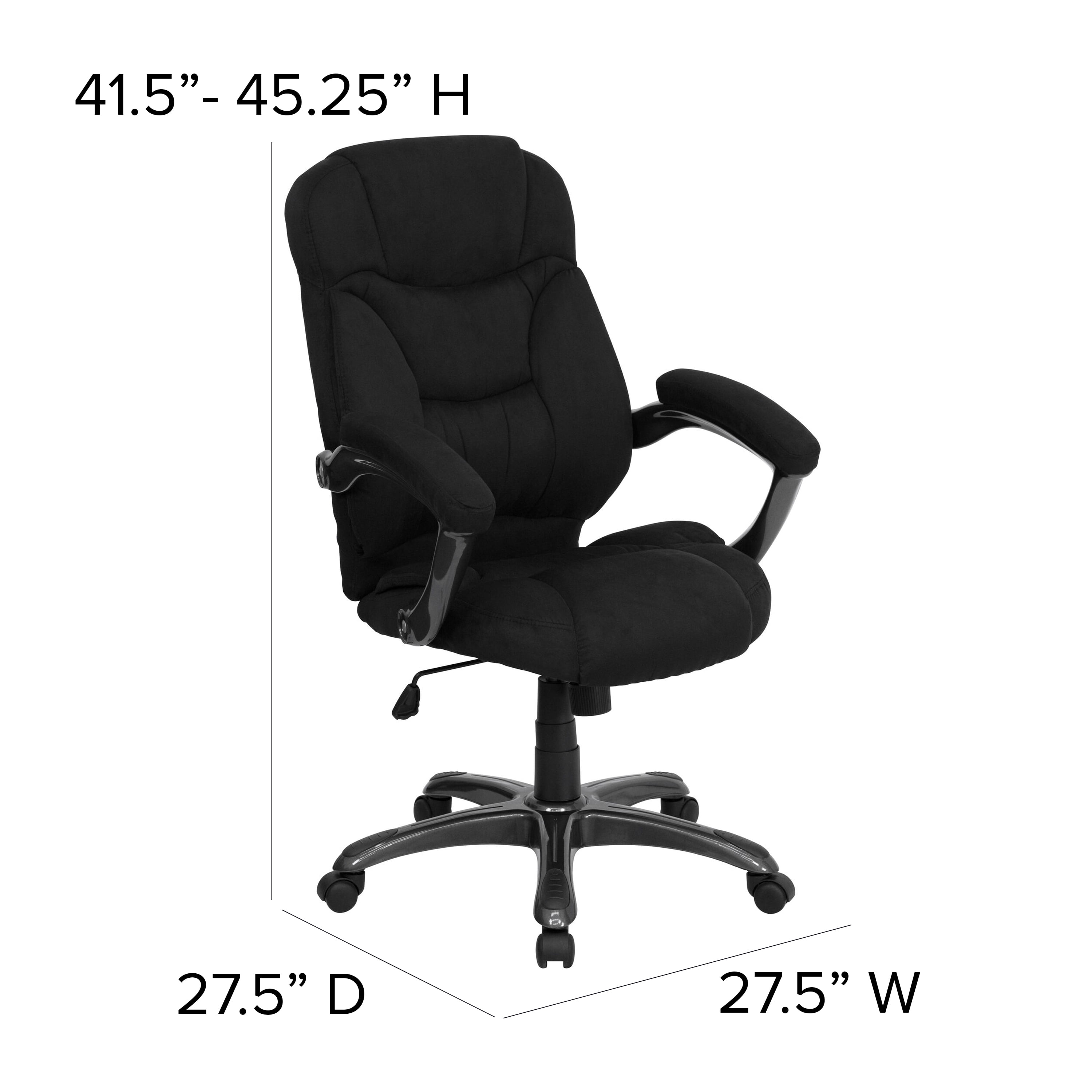 Emma + Oliver High Back Black Microfiber Executive Swivel Ergonomic Office Chair with Arms