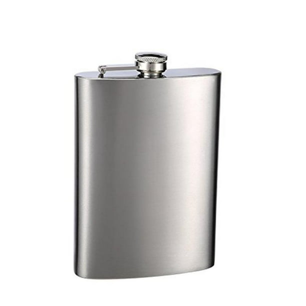 Top Shelf Flasks™ Premium Stainless Steel Hip Flask, Silver, Screw On Cap,  12oz.