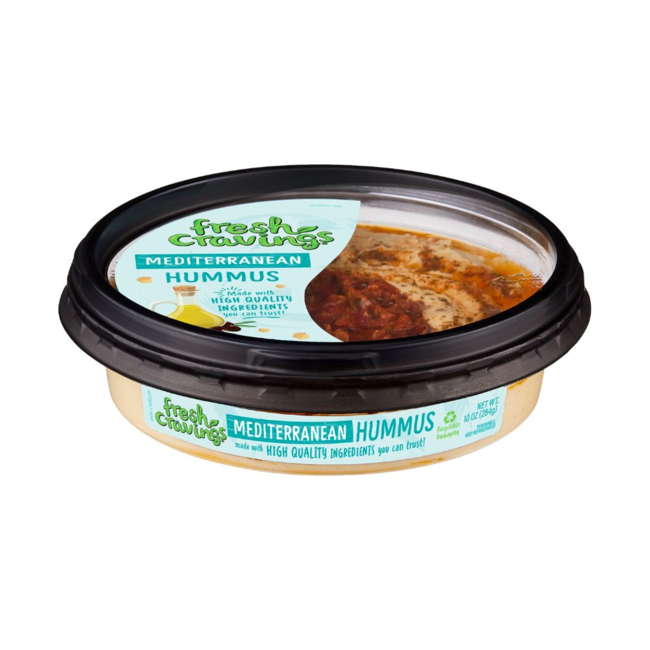 Fresh Cravings Mediterranean Hummus Dip, 10 oz. Plastic Tub, Gluten-Free, 2 Tbsp (32g), Contains: Sesame
