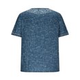 thumbnail image 5 of Taqqpue Mens Linen Shirt Solid Color V Neck Short Sleeve Blouse Tops Casual Embroidered Plus Size Beach T Shirts, 5 of 6