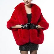Thickened Warm Solid Color Fluffy Fur Shawl Loose Fit Winter Wedding Bridal Warm Coat