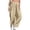 Beige, variant on Women's Linen Blend Pants, Casual Solid Color Straight Leg Trousers with Elastic Waist and Pockets, Loose Fit Wide Leg Maxi Pants for Daily Wear Navy XXL