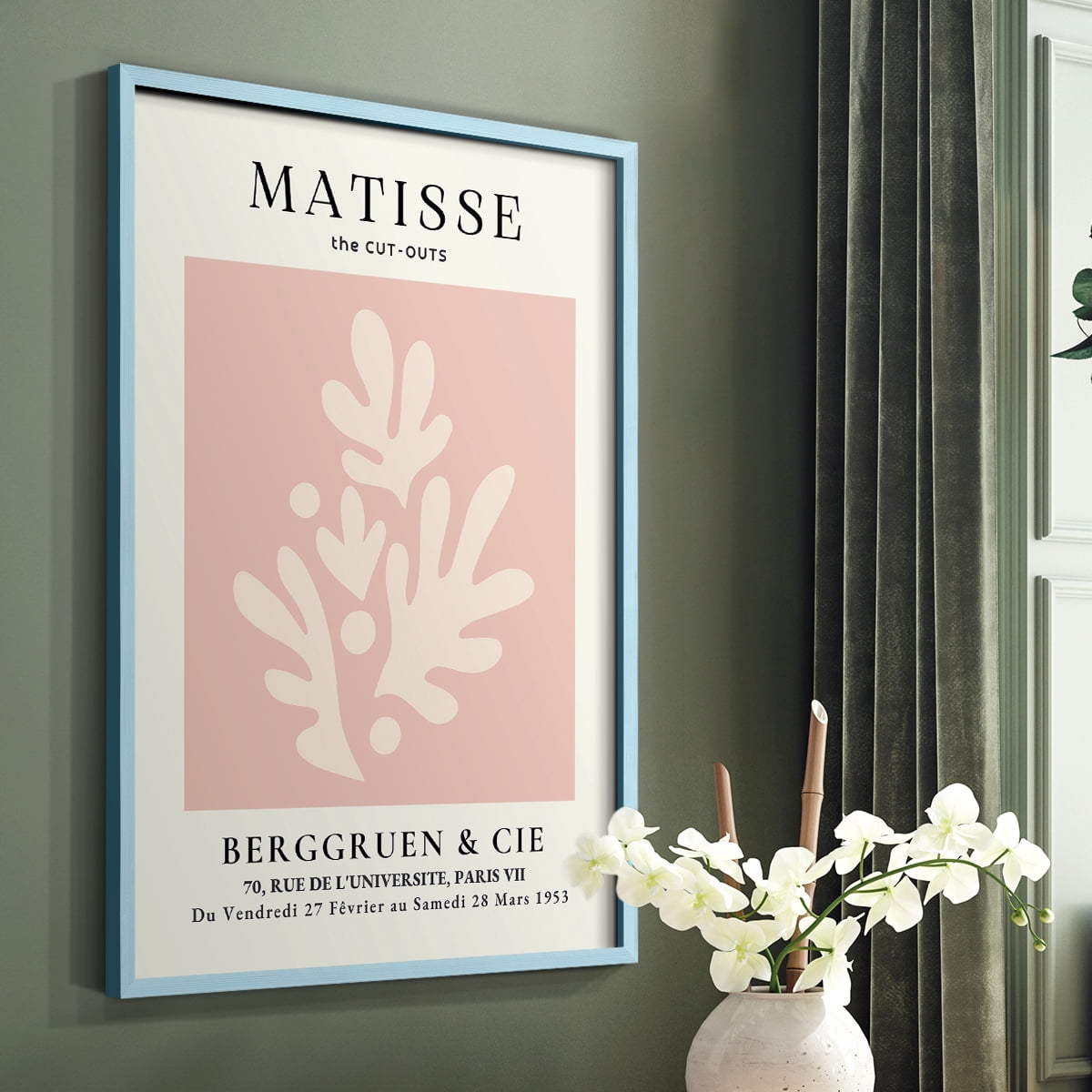 Matisse CLII Framed Print in Blue Solid Wood 11 x 14 Framed Print