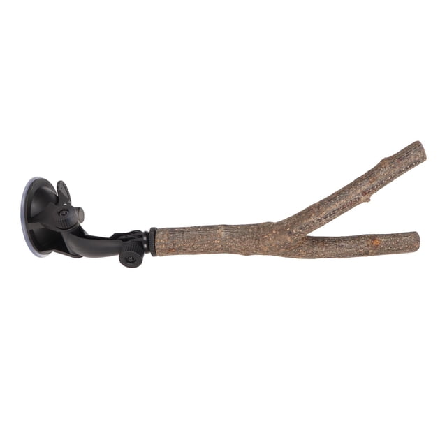 Non Slip Textured Wooden Perch With Suction Cups - Training And Interactive, Prevent Slip, Easy To Install - Ideal For Small Medium Birds