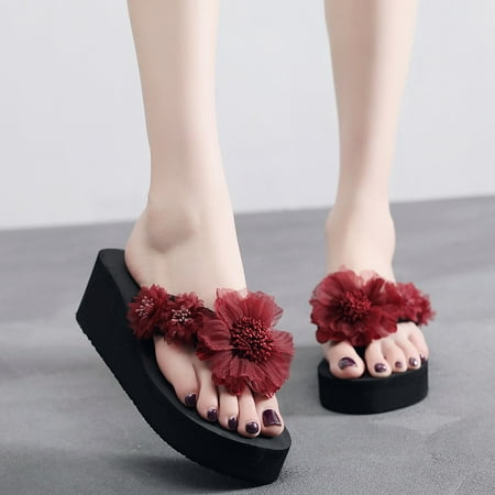 

Cathalem Shoes Flip- Open Women Fashion Toe Wedges Color Slip-on Slipper flop Flower Women s slipper Tan Flip Flops Women Size 5 7.5