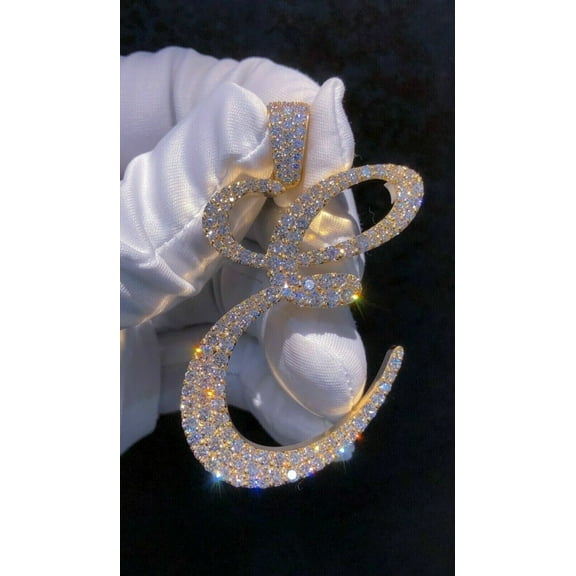 14K Rose Gold Plated 1.50Ct Lab Created White Diamond Initial E Letter Pendant