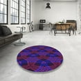 thumbnail image 4 of Ahgly Company Tapis Rond Lavable en Machine Intérieur Transitionnel Magenta Foncé Violet, 5 Pieds Rond, 4 of 7