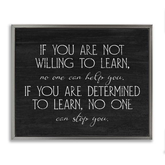 Stupell Industries Rustic Lodge Determined To Learn Motivational Gray Floating Frame Canvas Art, 21 x 17, by Lil' Rue