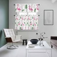 thumbnail image 5 of Summer Pink Kitchen Curtains Valances and Tiers Set of 3 Flamingos Green Tropical Leaves Palm Trees Tier Curtains and Valance with Rod Pocket for Small Windows, 27.5"x36", 5 of 9