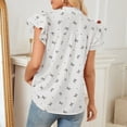 thumbnail image 5 of Inverlee Women's Ruffle Short Sleeve Shirts Trendy Bow Print V Neck Blouse Dressy Casual Cute Tunic Tops, 5 of 7