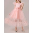 thumbnail image 3 of Bagilaanoe Girls Formal Dress Flying Sleeve A-line Princess Dresses 6-17T Kids Backless Tulle Dress for Wedding Birthday Party Gown, 3 of 9