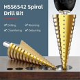 thumbnail image 2 of Step Drill Bit Set, 3Pcs Titanium Step Drill Bits, Metric 4mm to 32mm HSS6542 Drill Cone Bits for Me, 2 of 5