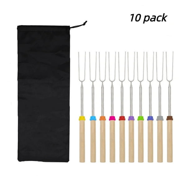RYLZXMarshmallow Roasting Sticks, Telescoping Smores Sticks for Open Fire Pit, Marshmallow Toasting Barbecue Forks Smores Skewers for Campfire Camping  Hot Dog Bonfire Grill 32 inch 8pack