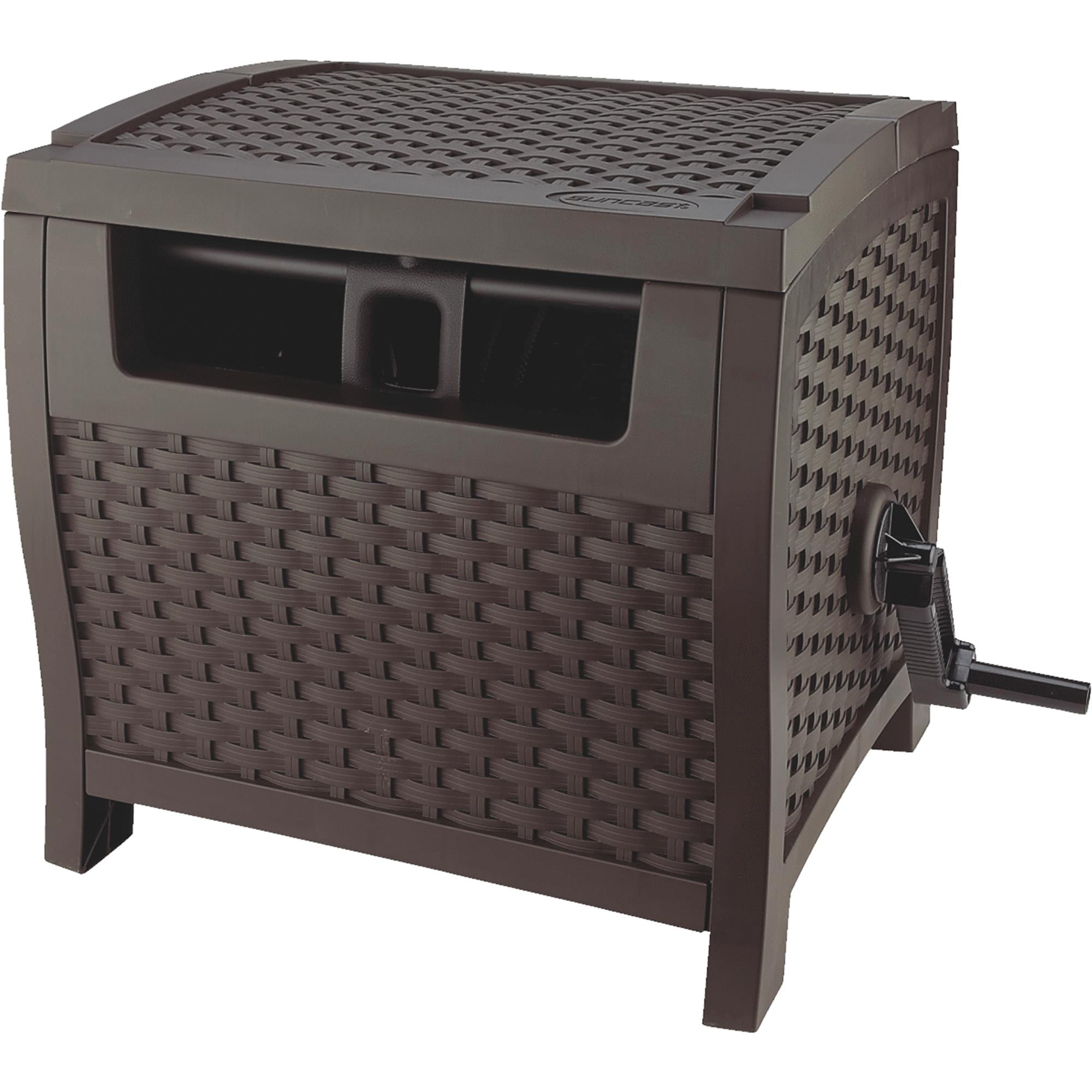 Suncast Resin Wicker Garden Hose Guide and Hideaway, 175', Java Brown