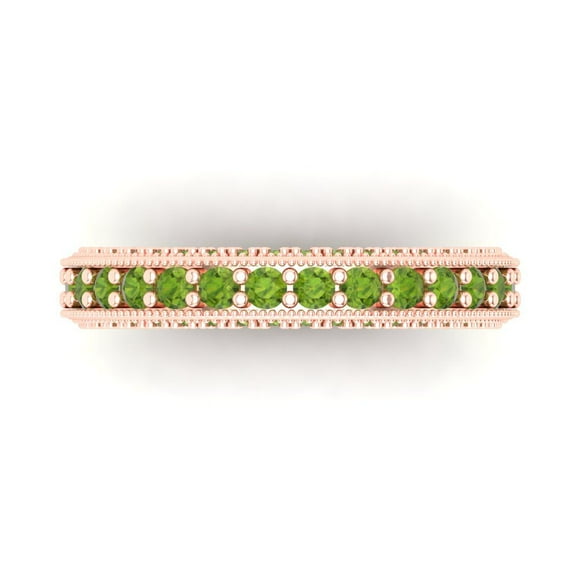 1.44 ctw Wedding Band for Women - 18K Rose Gold Natural Peridot Stackable Eternity Ring