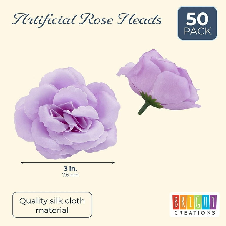 Juvale 50 Pack Light Purple Artificial Flowers For Decoration, 3 Inch  Stemless Silk Cloth Roses For Wall Decor, Wedding Receptions, Spring Decor  : Target
