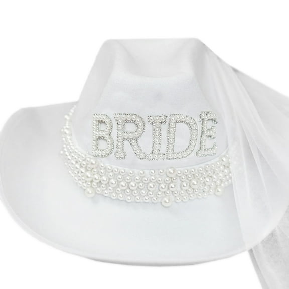 lanema for Creative BRIDE/ Letter Cowgirl Hat Wide Brim Western Style Caps for Weddi