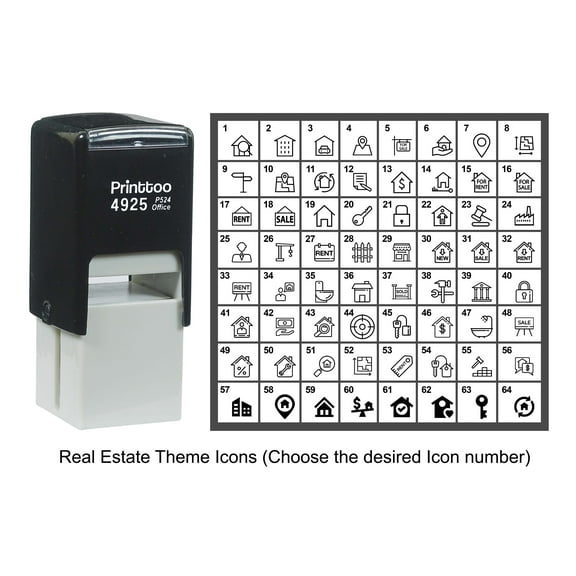 Printtoo Personalized Real Estate Theme Icons Rubber Stamp Self Inking Stamper 24 mm-Blue